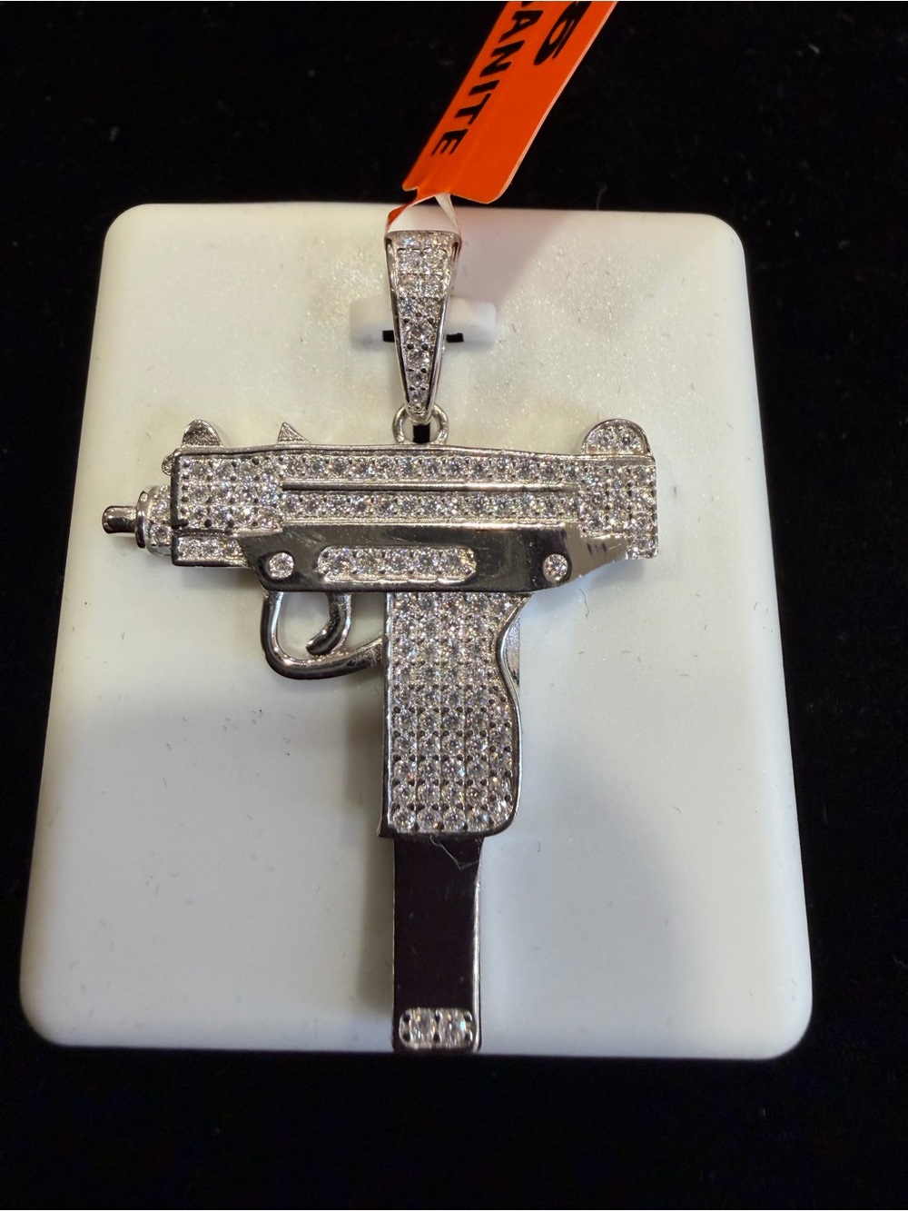 $850 Retail 2.0 Carat Moissanite Gun Pendant in 925 Sterling Silver